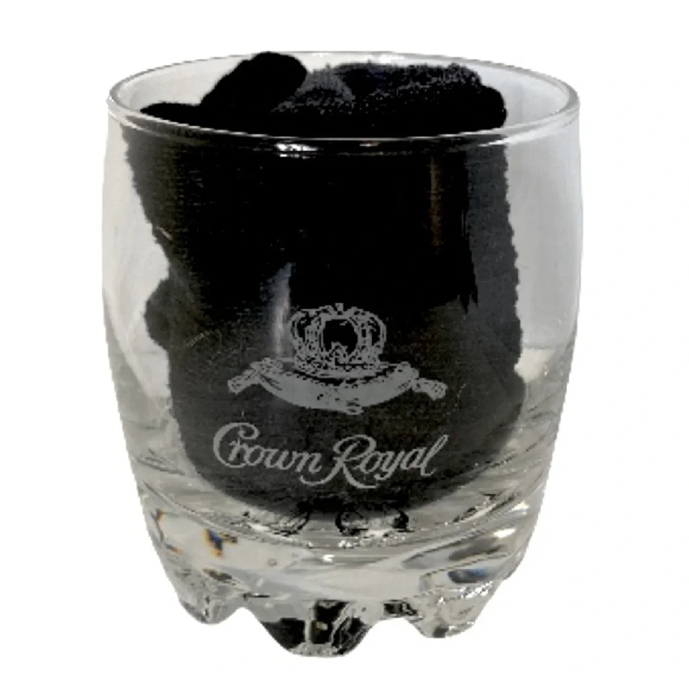 Crown Royal Satin Etched Glass Low Ball Bourbon Whiskey Drinking Glass 4